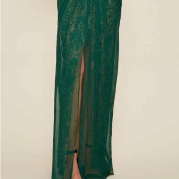 TADASHI Green Off Shoulder Lace Chiffon Columngown new with tags - Picture 4 of 5